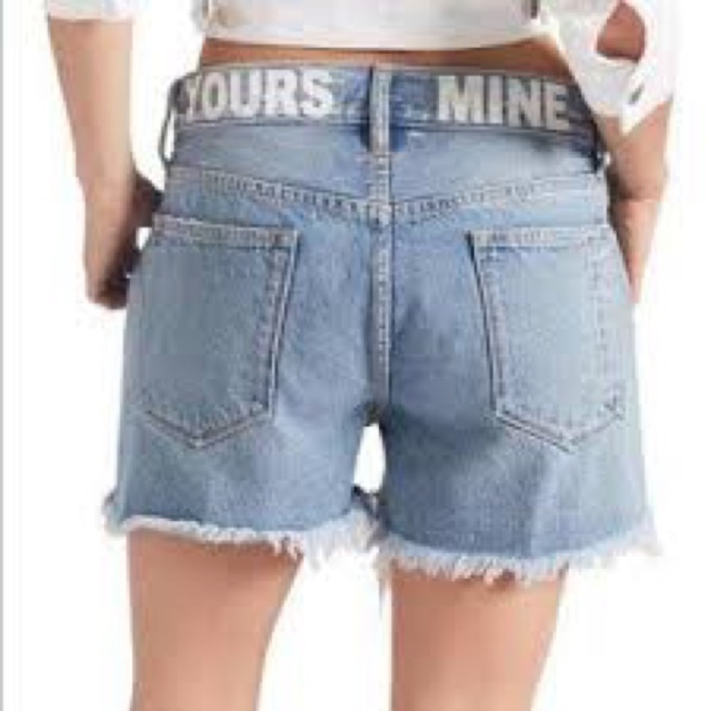 Current/Elliot Distressed Yours Mine Denim Frayed Shorts